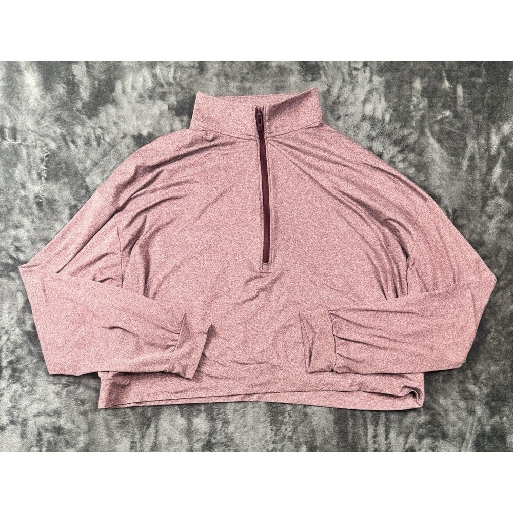 Under Armour Women's XL Loose 1/4 Zip Pullover Heather Maroon Athletic Top